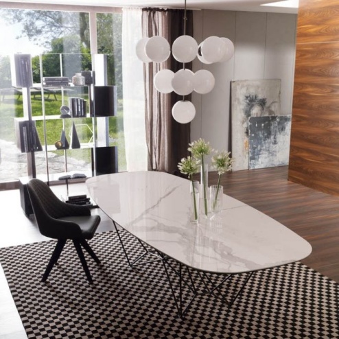 Tavolo ovale fisso Fil8 Ozzio piano in Ceramica 260x120 cm